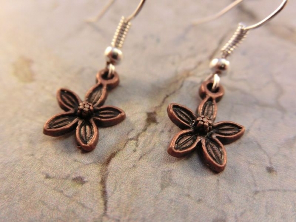 Blümchen kupferfarben Ohrringe Vintage Optik Blüte